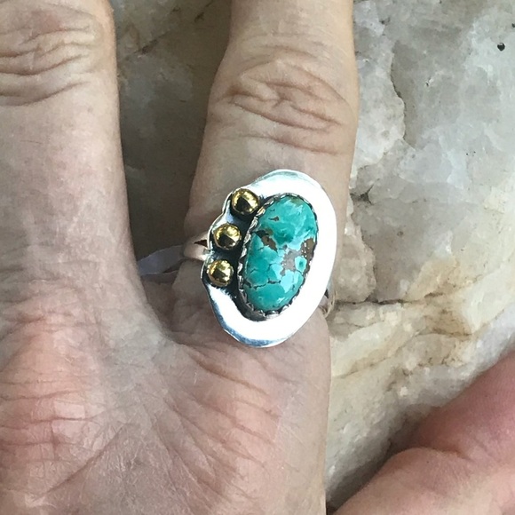 AUSTRALIAN VARISCITE 2-tone 925 sterling ring 8.5 - Picture 3 of 7